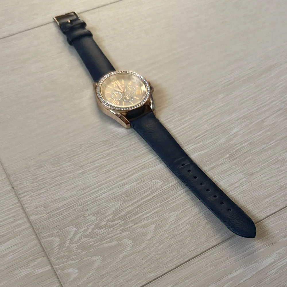 ✨ Jessica Carlyle Women's Rose Gold Watch with Blue Strap